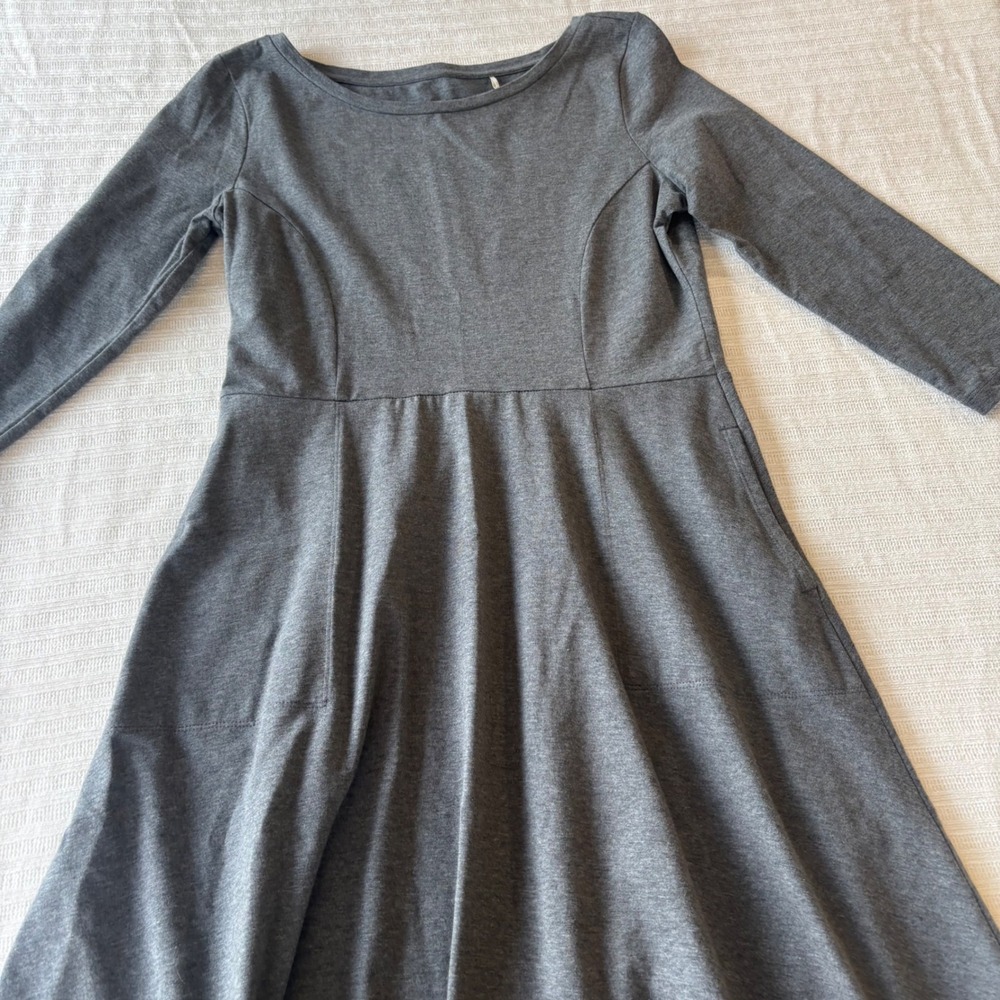 Toad&Co Faro Dress Charcoal Heather Gray Organic Cotton Tencel S T1071802